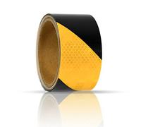 EYEPOWER Rotolo Catarifrangente lungo 3m largo 5cm riflette la luce sicurezza segnala pericolo nastro adesivo rifrangente a strisce Nero e Giallo