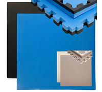 EYEPOWER Tappetino Puzzle per Sport 90x90cm incl Cornice Eva Spesso 40mm Tappeto Protezione Pavimenti Estensibile Double-Face Nero Blu