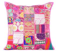 EYES OF INDIA - 16" rosa patchwork colorato decorativo divano divano cuscino federa cuscino tiro bohémien accento indiano bohémien chic fatto a mano copertura solo
