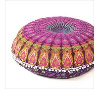 Eyes of India - 32" Mandala Pavimento Meditazione Cuscino Sedili Cuscino Copricuscino Hippie Rotondo Pieno di Colori Decorativi Boho Boemia Cane Letto Indiano Copertura - A1 Viola 2