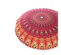 Eyes of India - 32" Mandala Pavimento Meditazione Cuscino Seduta Cuscino Copriletto Hippie Rotondo Colorato Decorativo Bohémien Accento Boho Chic Letto per Cane Indiano Fatto a Mano Cover