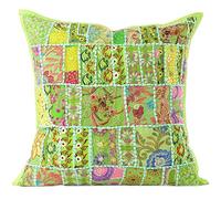 Eyes of India - Federa decorativa per cuscino, motivo patchwork colorato, Light Green, 24 X 24 in. (60 X 60 cm)