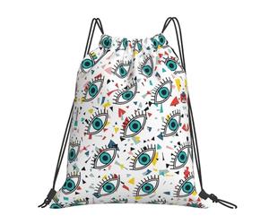Eyes Print Borsa con Cordoncino Sacca con Cordoncino Pieghevole Regolabile Borsa Sportiva per Spiaggia Viaggi Uomo 36X42Cm