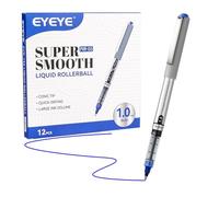 EYEYE Confezione da 12 penne a sfera con inchiostro liquido, punta in grassetto da 1,0 mm, colore blu, ad asciugatura rapida, scrittura fluida per diari, appunti, forniture per ufficio e scuola