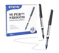 EYEYE Penne a sfera con inchiostro liquido, punta extra fine da 0,5 mm, confezione da 12 (6 nere e 6 blu), ad asciugatura rapida, per scrivere diari, prendere appunti, forniture per ufficio e scuola