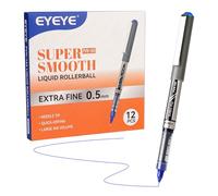 EYEYE Penne a sfera con punta ad ago, punta extra fine da 0,5 mm, confezione da 12 penne a sfera con inchiostro blu, ad asciugatura rapida, scrittura liscia per diari, appunti, forniture per ufficio e