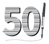 EYEYE Penne roller da 0,5 mm blu, confezione da 50 penne roller a punta extra fine con inchiostro liquido ad asciugatura rapida, penne con inchiostro blu a punta fine per scrittura fluida per diari