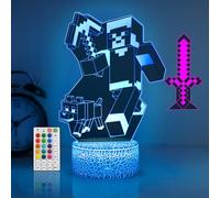 Eygerur 2 Pezzi Minec Luce Notturna Bambini, Regalo de Minec per Bambini 2 3 4 5 6 7+ anni,Minec Lampade 3D Illusione Lamp con 16 Cambi di Colore, Regali di Natale Compleanno per Ragazza, Ragazzo