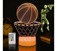Eygerur 3D Lampada Pallacanestro - 2 Pezzi pallacanestro Luce Notturna Bambini - 16 Colori Lamp Intelligente Con Telecomando a LED Illusione Idea Regalo di Natale Decorazione Per la Camera dei Bambini