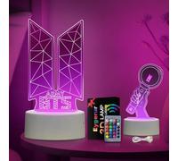 Eygerur Kpop - Luce notturna BTS, 16 colori, illusione LED 3D, lampada da tavolo con telecomando e Smart Touch, regalo per cantanti, amanti della musica, Natale, compleanno, amici, ragazze