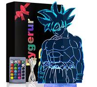 Eygerur Luce notturna 3D per Bambini Anime Goku Telecomando 16 Colori Cambiamento LED Illusion Lampada E Arte Deco Lampada per Ragazzo Ragazza Camera Decorare Regalo di compleanno Natale