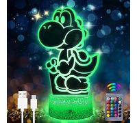 Eygerur Luce notturna 3D per Bambini Anime Yoshi Telecomando 16 Colori Cambiamento LED Illusion Lampada E Arte Deco Lampada per Ragazzo Ragazza Camera Decorare Regalo di compleanno Natale