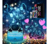Eygerur Stich Lampada - 2 Pezzi Stich Luce Notturna Bambini - 16 Colori Lamp Stich Intelligente Con Telecomando a 3D LED Illusione Idea Regalo di Natale Stich Decorazione Per la Camera dei Bambini