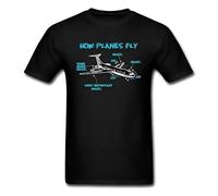 EYGT45Ysw LINGH Print Engineer Mechanical How Plane Fly Mens T Shirts Black M