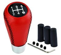 EYHQKRTR Pomello Leva Cambio in Pelle Auto per R-enault Clio 4 2012-2020, Universale 5 Marce Pomelli Leva Cambio Antiscivolo con Adattatori 8/10/12mm Auto Parti, D/Red Black Line