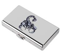 EYIWEITING Elegante custodia per sigarette in metallo, icona dello scorpione, portabilità versatile, durevolezza di alta qualità,Contiene sigarette 12pcs 100mm (12pcs 100's, argento)