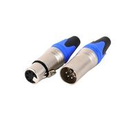 EYJOUTXGG 50 pezzi/25 set di connettori for cavi XLR, spina maschio XLR a 5 pin o adattatore jack femmina for microfono/MIC, custodia in lega di zinco + contatto in rame(25sets-Silver-Blue)