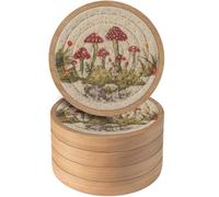 Eykao - Set di 5 sottobicchieri assorbenti per bevande, sottobicchieri in legno per tavolino da caffè, regalo di inaugurazione della casa, decorazione per la casa in campagna, 10,2 cm