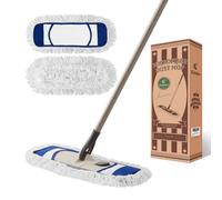 Eyliden Mop in microfibra per la pulizia dei pavimenti, con manico regolabile in altezza e 2 panni lavabili, mocio per pavimenti bagnati e asciutti, per legno duro, piastrelle, laminato, vinile, scopa