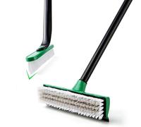 Eyliden Spazzola per pavimenti con manico lungo e piccola spazzola a forma di V, strumento di pulizia, spazzola con setole per bagno, cucina, patio, garage, piastrelle in marmo, pietra, pavimenti in