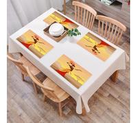 EYLOZS Tovagliette Lavabili,Set di 4 Tovagliette Colazione in PVC,Antiscivolo,Resistenti al Calore,per Tavolo da Cucina,Grazia culturale africana, donna in costume tradizionale appoggiata sul,45x30cm