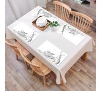 EYLOZS Tovagliette Lavabili,Set di 4 Tovagliette Colazione in PVC,Antiscivolo,Resistenti al Calore,per Tavolo da Cucina,Eleganti cigni bianchi e neri, splendida opera d'arte monocromatica di,45x30cm