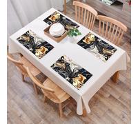 EYLOZS Tovagliette Lavabili,Set di 4 Tovagliette Colazione in PVC,Antiscivolo,Resistenti al Calore,per Tavolo da Cucina,Disegno in inchiostro marmoreo misto nero grigio bianco oro giallo e ma,45x30cm