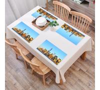 EYLOZS Tovagliette Lavabili,Set di 4 Tovagliette Colazione in PVC,Antiscivolo,Resistenti al Calore,per Tavolo da Cucina,Paesaggio, grattacieli dello skyline di New York City, Stati Uniti,45x30cm