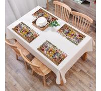 EYLOZS Tovagliette Lavabili,Set di 4 Tovagliette Colazione in PVC,Antiscivolo,Resistenti al Calore,per Tavolo da Cucina,I muri dei graffiti sono dipinti attorno a vari graffiti colorati sui m,45x30cm