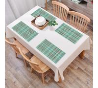 EYLOZS Tovagliette Lavabili,Set di 4 Tovagliette Colazione in PVC,Antiscivolo,Resistenti al Calore,per Tavolo da Cucina,Disegno a scacchi verdi, una serie di blu pastello, quadrati verdi con,45x30cm