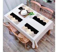 EYLOZS Tovagliette Lavabili,Set di 4 Tovagliette Colazione in PVC,Antiscivolo,Resistenti al Calore,per Tavolo da Cucina,design con texture in marmo con linee geometriche dorate, superficie ma,45x30cm