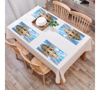 EYLOZS Tovagliette Lavabili,Set di 4 Tovagliette Colazione in PVC,Antiscivolo,Resistenti al Calore,per Tavolo da Cucina,Splendide viste dell'iconico monastero e villaggio francese riflessi ne,45x30cm