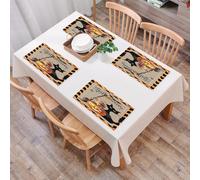 EYLOZS Tovagliette Lavabili,Set di 4 Tovagliette Colazione in PVC,Antiscivolo,Resistenti al Calore,per Tavolo da Cucina,Decorazione natalizia, una zucca con un cappello da strega a strisce e,45x30cm