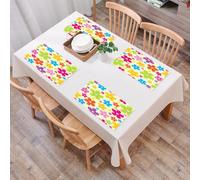 EYLOZS Tovagliette Lavabili,Set di 4 Tovagliette Colazione in PVC,Antiscivolo,Resistenti al Calore,per Tavolo da Cucina,Arte, serie di fiori colorati in stile cartone animato, motivo ripetuto,45x30cm