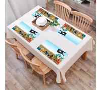 EYLOZS Tovagliette Lavabili,Set di 4 Tovagliette Colazione in PVC,Antiscivolo,Resistenti al Calore,per Tavolo da Cucina,Pirata, divertente ragazzo pirata sul ponte della nave, viaggio in un'a,45x30cm