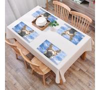 EYLOZS Tovagliette Lavabili,Set di 4 Tovagliette Colazione in PVC,Antiscivolo,Resistenti al Calore,per Tavolo da Cucina,Vista dettagliata dell'animale, personaggio asino, comprese le sue gran,45x30cm