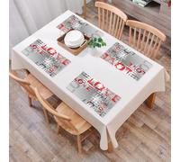 EYLOZS Tovagliette Lavabili,Set di 4 Tovagliette Colazione in PVC,Antiscivolo,Resistenti al Calore,per Tavolo da Cucina,Tema astratto d'amore, parola in grassetto con lettere rosse "amore" su,45x30cm