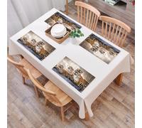 EYLOZS Tovagliette Lavabili,Set di 4 Tovagliette Colazione in PVC,Antiscivolo,Resistenti al Calore,per Tavolo da Cucina,Animali, un gruppo di tigri che mostrano la loro eleganza e potenza, su,45x30cm