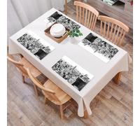 EYLOZS Tovagliette Lavabili,Set di 4 Tovagliette Colazione in PVC,Antiscivolo,Resistenti al Calore,per Tavolo da Cucina,Skyline di Manhattan New York City in bianco e nero(1)(1),45x30cm
