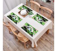 EYLOZS Tovagliette Lavabili,Set di 4 Tovagliette Colazione in PVC,Antiscivolo,Resistenti al Calore,per Tavolo da Cucina,Animale, un panda bianco e nero si gode il bambù, circondato da foglie,45x30cm