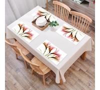 EYLOZS Tovagliette Lavabili,Set di 4 Tovagliette Colazione in PVC,Antiscivolo,Resistenti al Calore,per Tavolo da Cucina,Arte, illustrazione di un fiore rosso-arancio,45x30cm