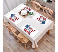 EYLOZS Tovagliette Lavabili,Set di 4 Tovagliette Colazione in PVC,Antiscivolo,Resistenti al Calore,per Tavolo da Cucina,Mappa USA, Stati Uniti d'America Tipografia Statua della Libertà Icona,45x30cm