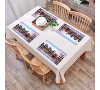 EYLOZS Tovagliette Lavabili,Set di 4 Tovagliette Colazione in PVC,Antiscivolo,Resistenti al Calore,per Tavolo da Cucina,Il ponte di Brooklyn di New York e lo skyline di Lower Manhattan come p,45x30cm