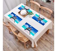 EYLOZS Tovagliette Lavabili,Set di 4 Tovagliette Colazione in PVC,Antiscivolo,Resistenti al Calore,per Tavolo da Cucina,Oceano, molo e vista sull'oceano sull'immagine del resort sulla spiaggi,45x30cm