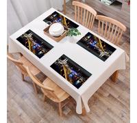 EYLOZS Tovagliette Lavabili,Set di 4 Tovagliette Colazione in PVC,Antiscivolo,Resistenti al Calore,per Tavolo da Cucina,Città, l'affascinante vista notturna di Colonia illumina il ponte sul f,45x30cm