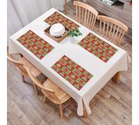 EYLOZS Tovagliette Lavabili,Set di 4 Tovagliette Colazione in PVC,Antiscivolo,Resistenti al Calore,per Tavolo da Cucina,Tema natalizio, tela a scacchi rossi e verdi, disegno ripetuto con graz,45x30cm