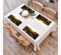 EYLOZS Tovagliette Lavabili,Set di 4 Tovagliette Colazione in PVC,Antiscivolo,Resistenti al Calore,per Tavolo da Cucina,Grande Muraglia Cinese, struttura storica al tramonto con luci nebbiose,45x30cm