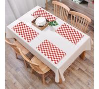 EYLOZS Tovagliette Lavabili,Set di 4 Tovagliette Colazione in PVC,Antiscivolo,Resistenti al Calore,per Tavolo da Cucina,Design a griglia a scacchi, classico design ripetitivo a griglia rossa,45x30cm