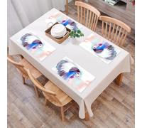 EYLOZS Tovagliette Lavabili,Set di 4 Tovagliette Colazione in PVC,Antiscivolo,Resistenti al Calore,per Tavolo da Cucina,Nativo americano, ragazza che fuma la pipa con abiti tradizionali, sfon,45x30cm