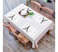 EYLOZS Tovagliette Lavabili,Set di 4 Tovagliette Colazione in PVC,Antiscivolo,Resistenti al Calore,per Tavolo da Cucina,Parigi Set Torre Eiffel, Eiffel Parigi è sempre una buona idea Luoghi t,45x30cm